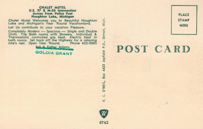 Chalet Motel - Postcard Photo